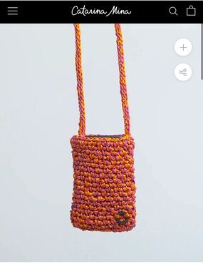 Catarina Mina Orange-Pink Woven Mini Crossbody Bag Phone Holder